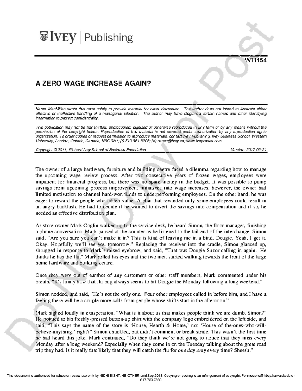 a zero wage increase again case study pdf