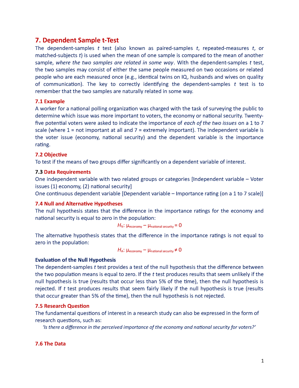 7 Dependent Sample T Test 7 Dependent Sample T Test The Dependent Samples T Test Also Known