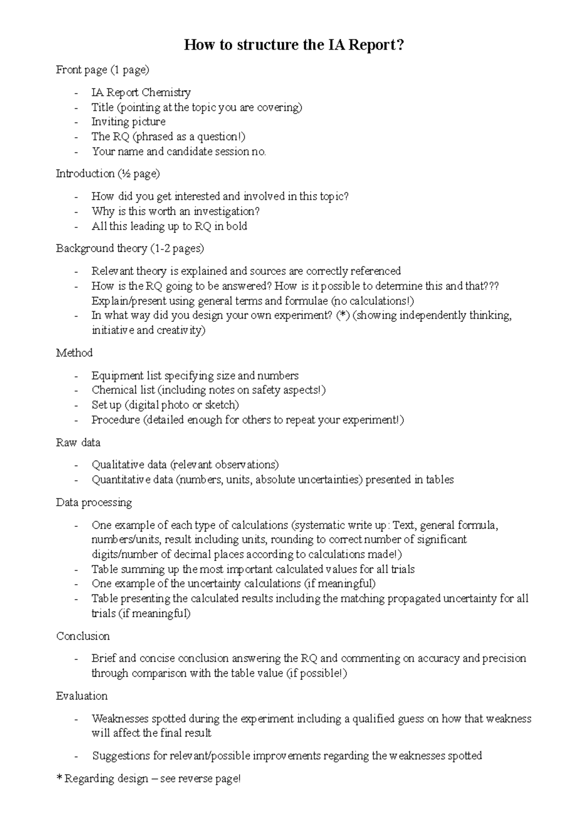 How To Structure The Ia Report - How To Structure The Ia Report? Front 