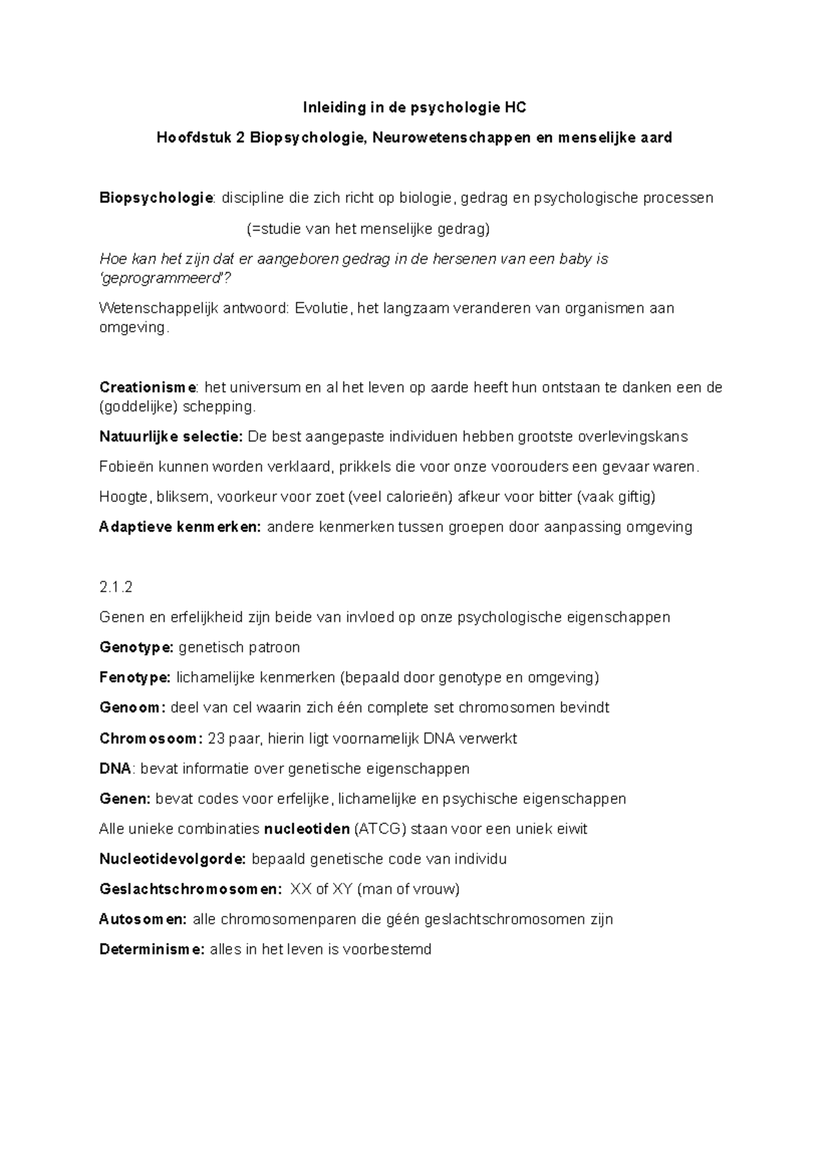 Hoofdstuk 2 Biopsychologie, Neurowetenschappen En Menselijke Aard ...