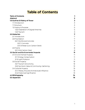 Civil Engineering Report - Tokyo Tower - Year12 Engineering Studies