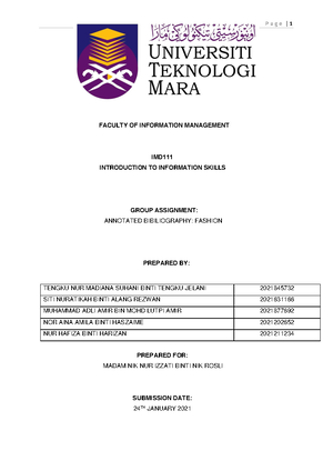 Assignment 2 (FF) - PAIR - FACULTY OF INFORMATION MANAGEMENT UNIVERSITI ...