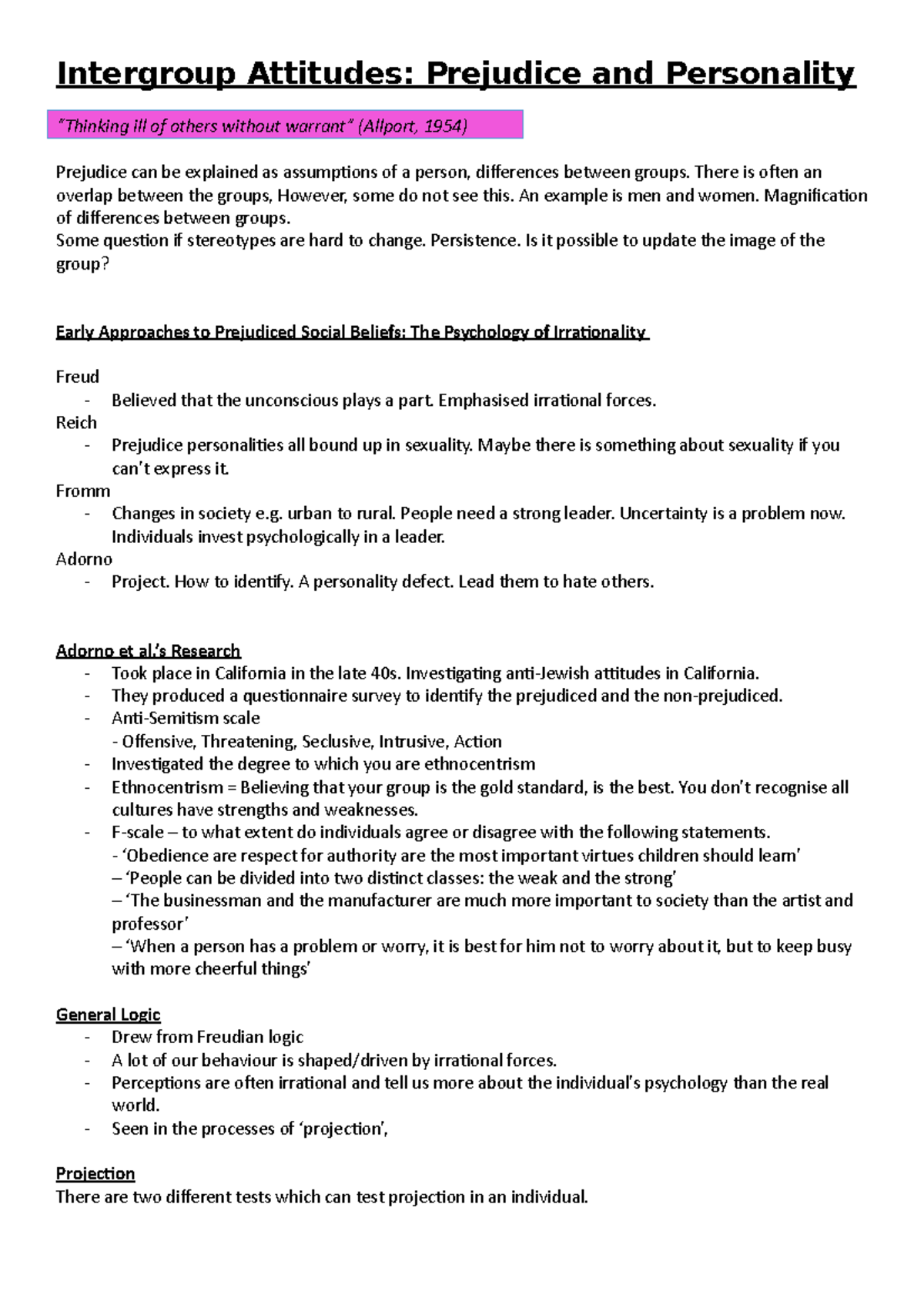 Intergroup Attitudes - Prejudice and Personality - Intergroup Attitudes ...