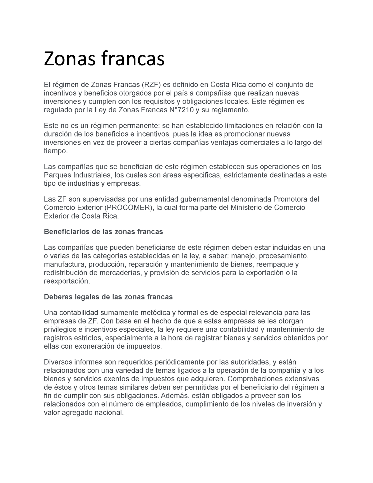 Zonas Francas - Materia Al Día O Resumen De Materias - Zonas Francas El ...