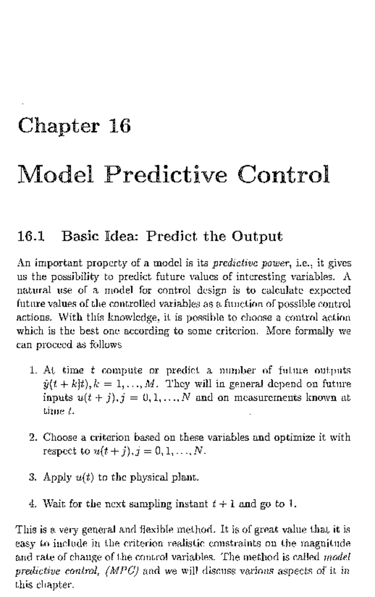 Control Theory Notes Part4 Part3 - Chapter 16 Model Predictive Control ...