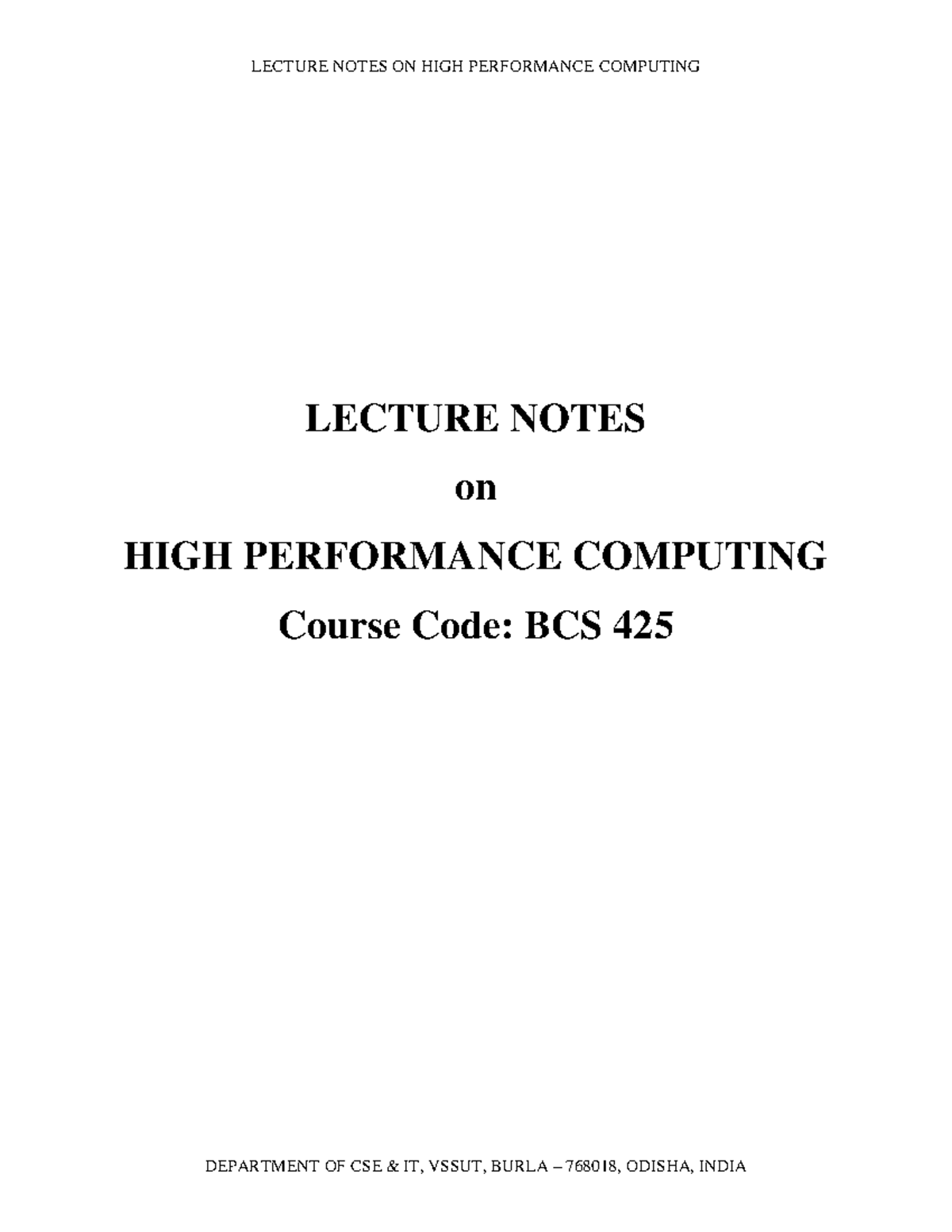 Lecture 1428643084 - Help to find - LECTURE NOTES ON HIGH PERFORMANCE ...