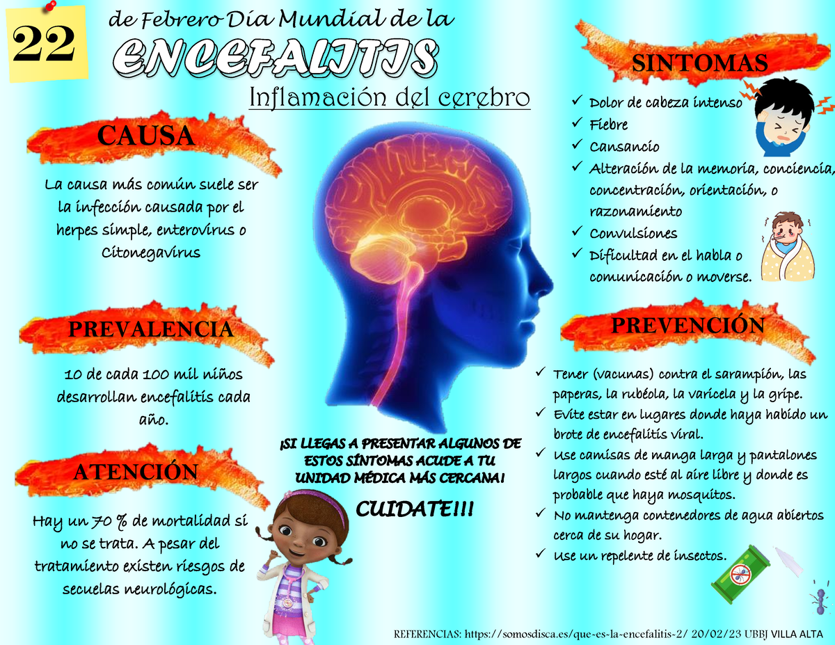 Encefalitis Infografía - Inflamación Del Cerebro SINTOMAS CAUSA ...