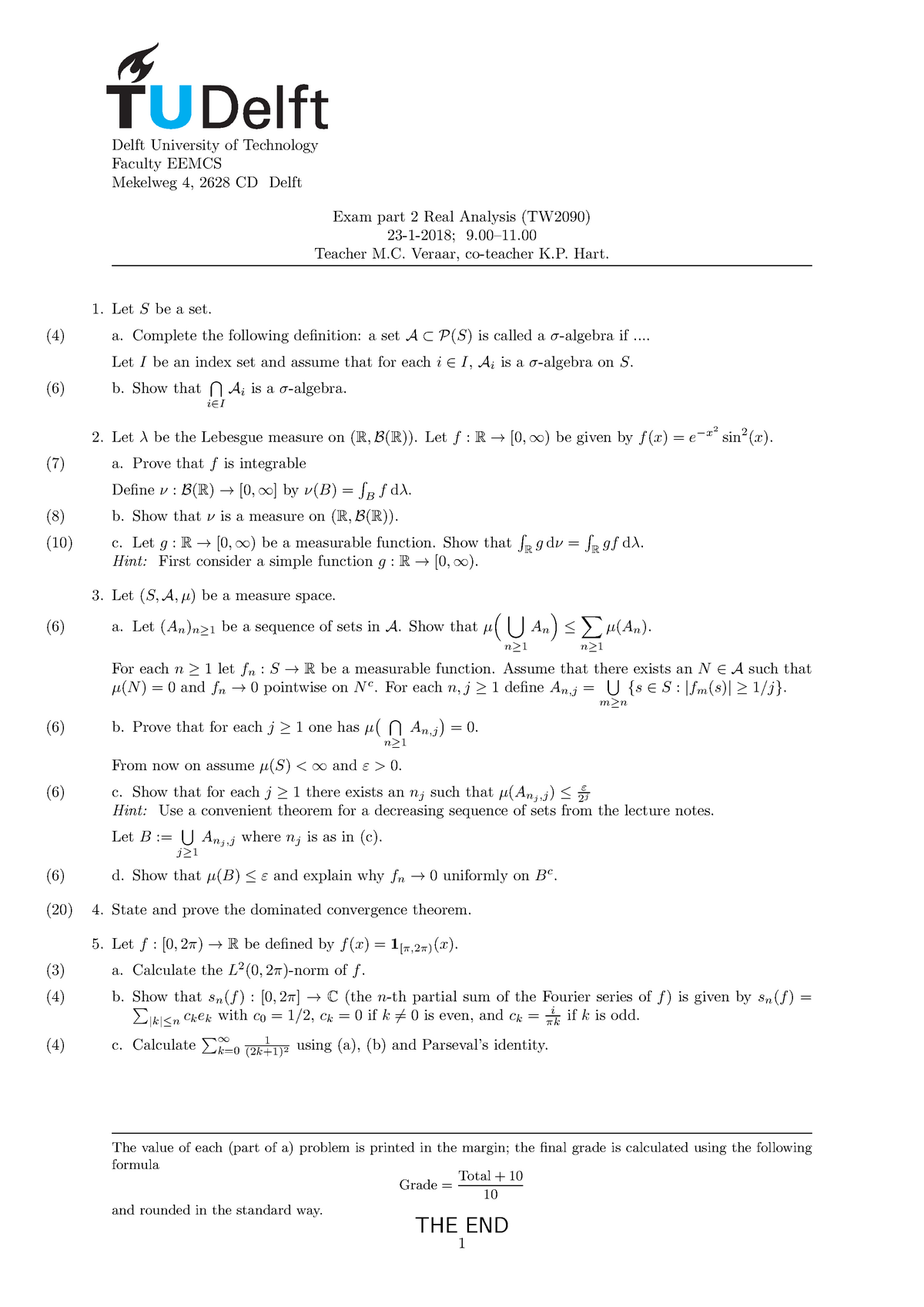 Mid Term 18 With Answers Real Analysis Am90 Studeersnel