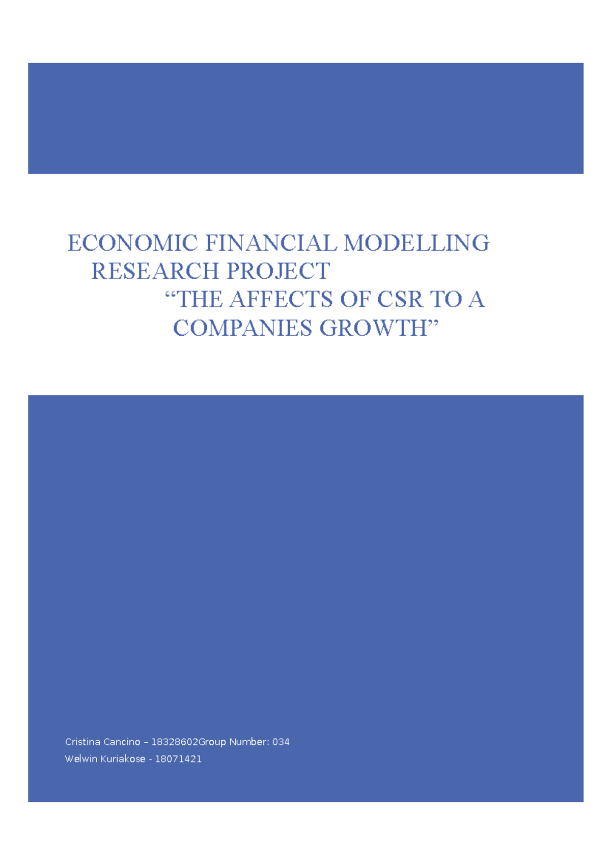 ECOM Report - Cristina Cancino – 18328602Group Number: 034 Welwin ...