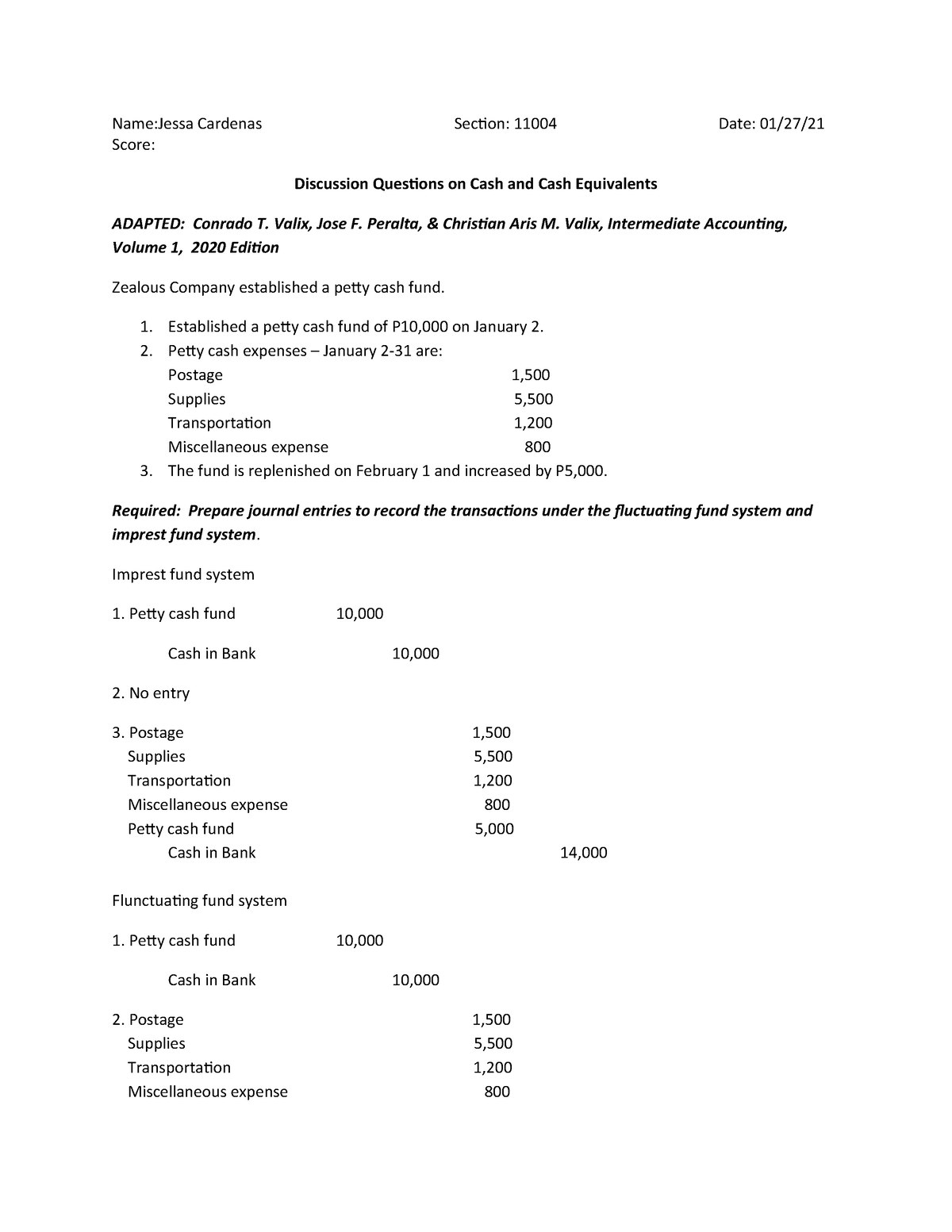 Scribd Cash and Cash Equivalent NameJessa Cardenas Section 11004