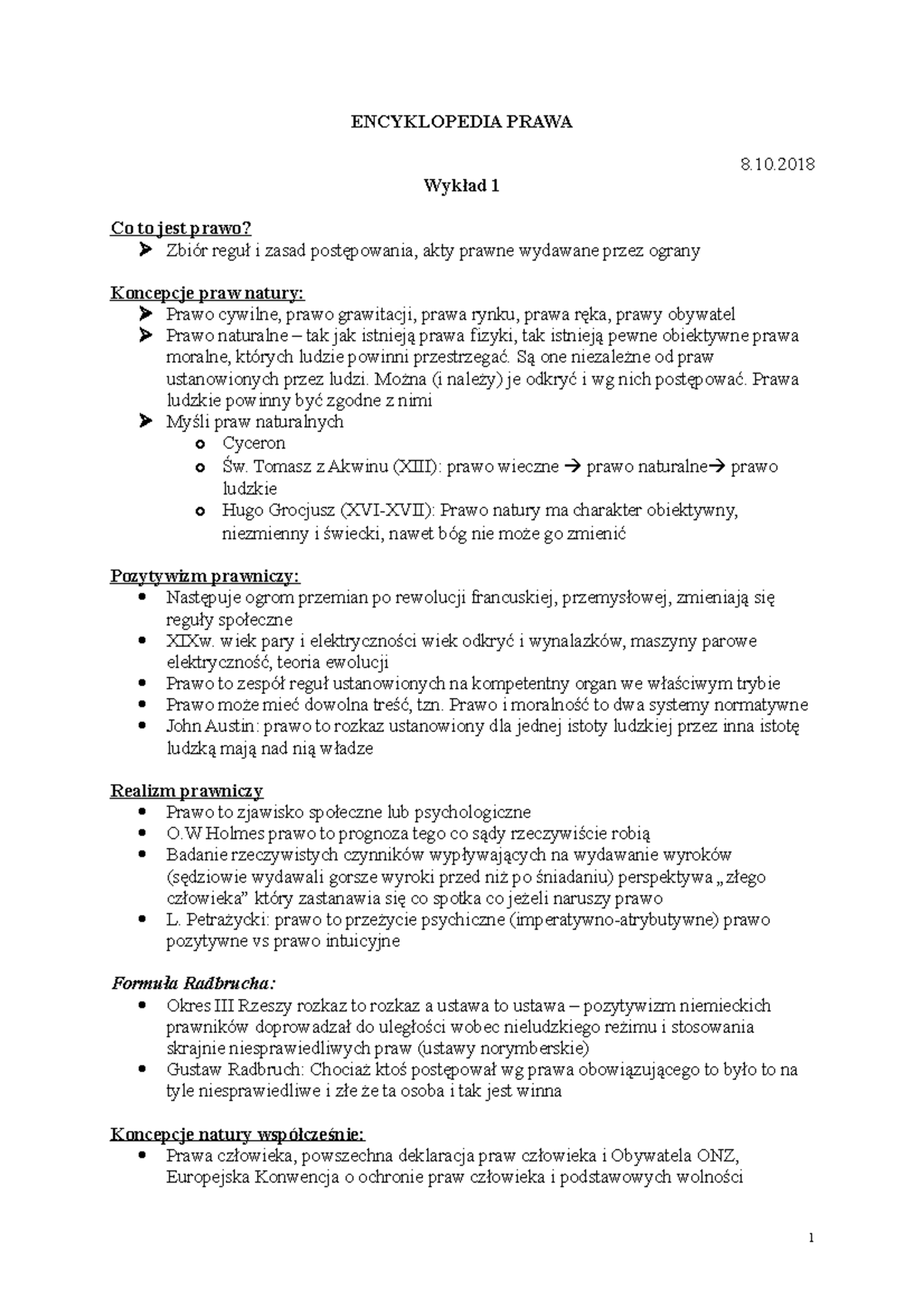 Encyklopedia Prawa W - Notatki Z Wykładu 1-14 - ENCYKLOPEDIA PRAWA 8 ...