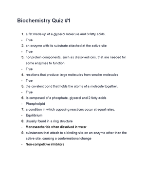 Biochemistry Quiz #3 - Biochemistry Quiz Reactions That Produce Large ...