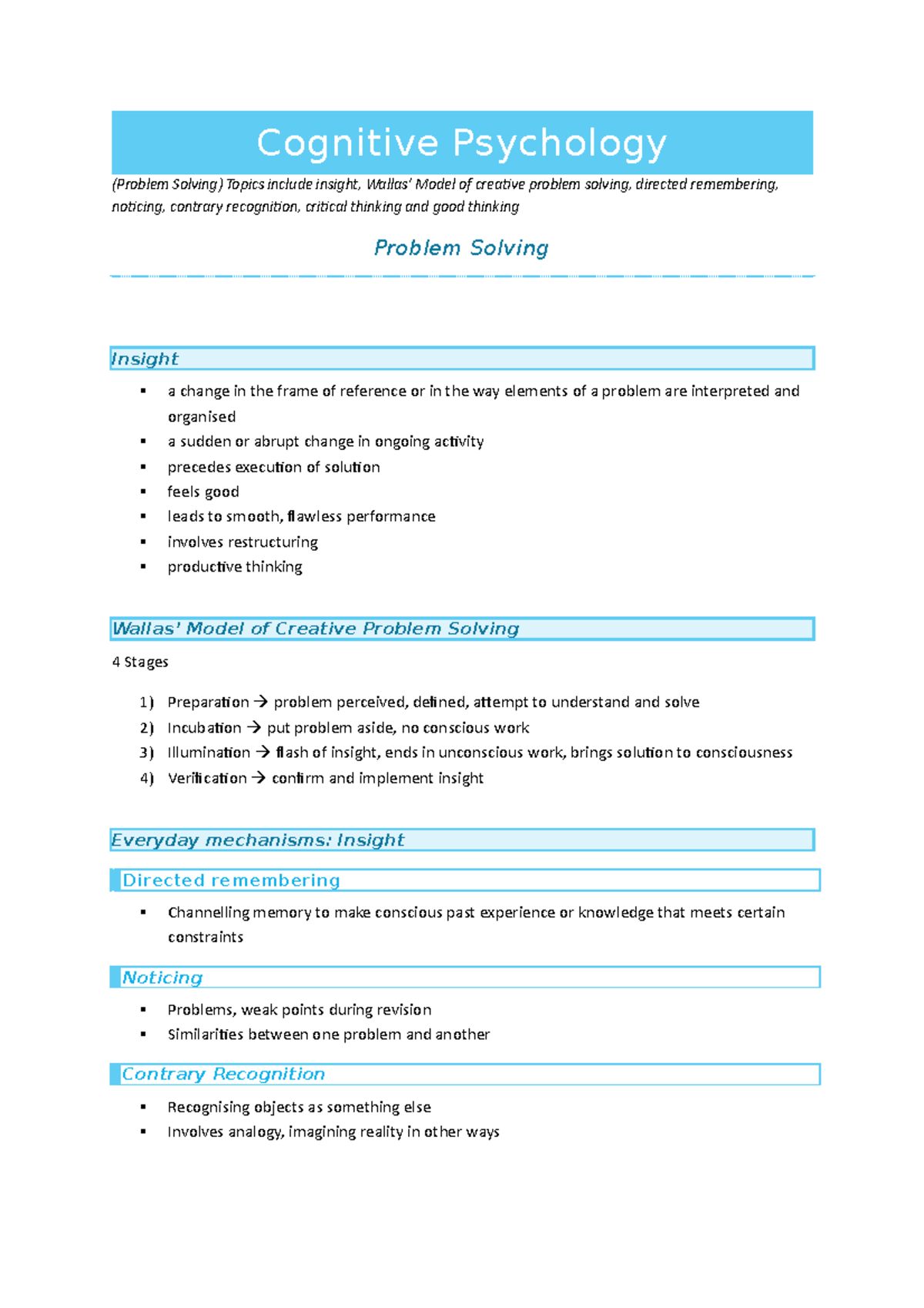 term paper topics for cognitive psychology