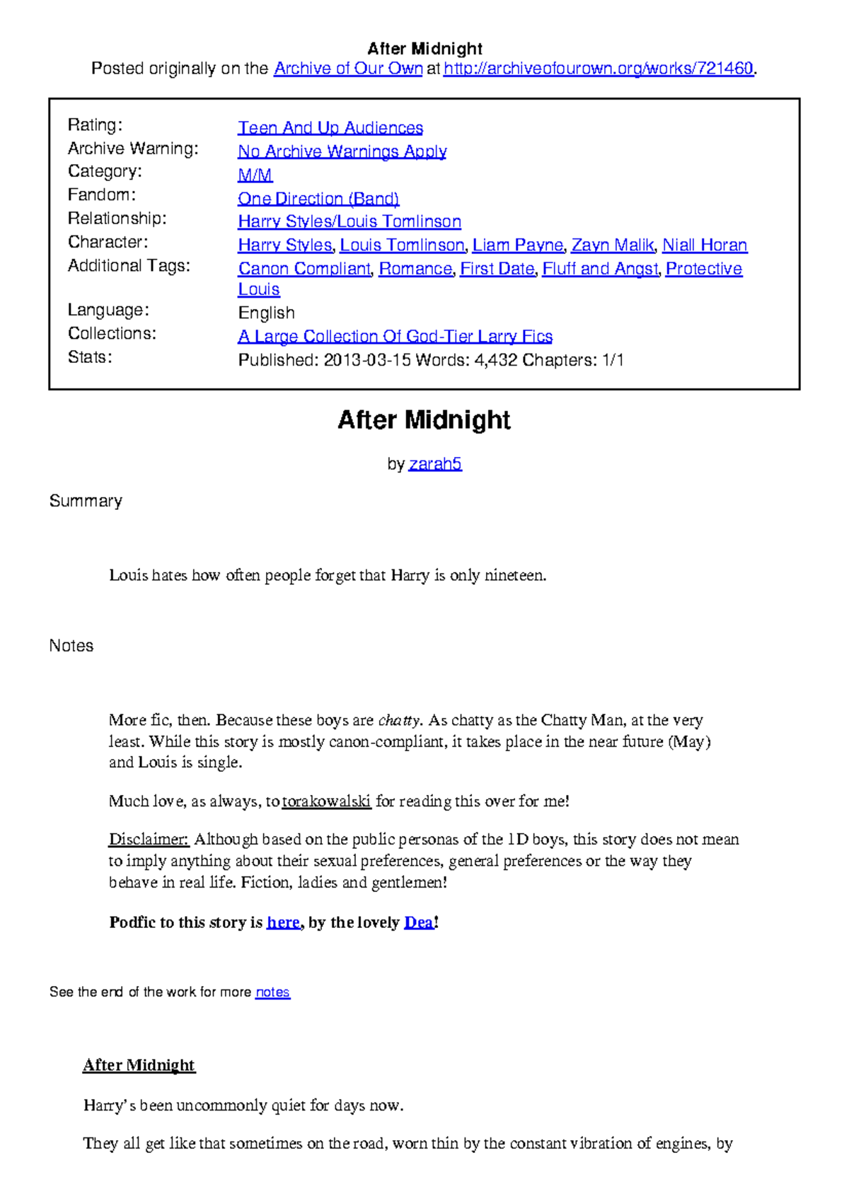 After Midnight - Fanfic - After Midnight Posted originally on the ...
