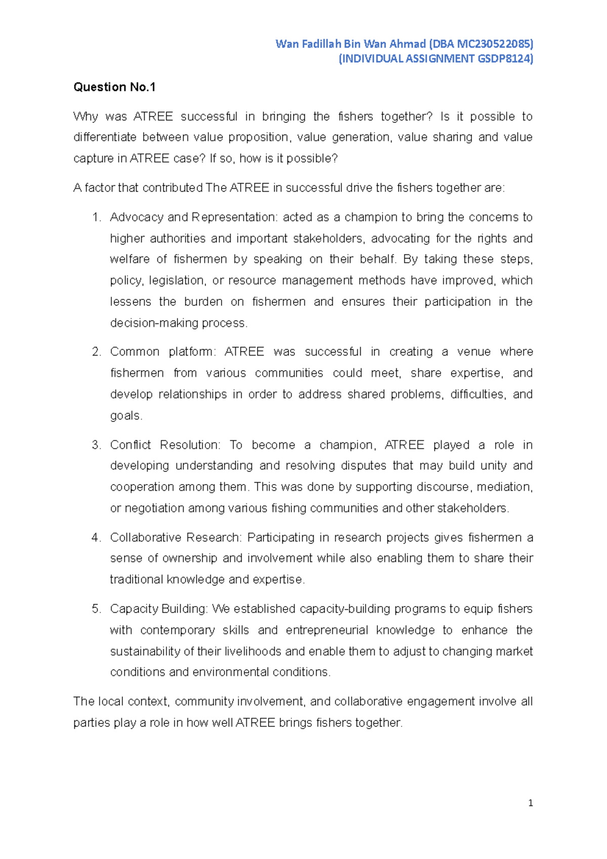 Atree Social Enterpreneurship in Vemband Individual Assignment GSDP8124 ...