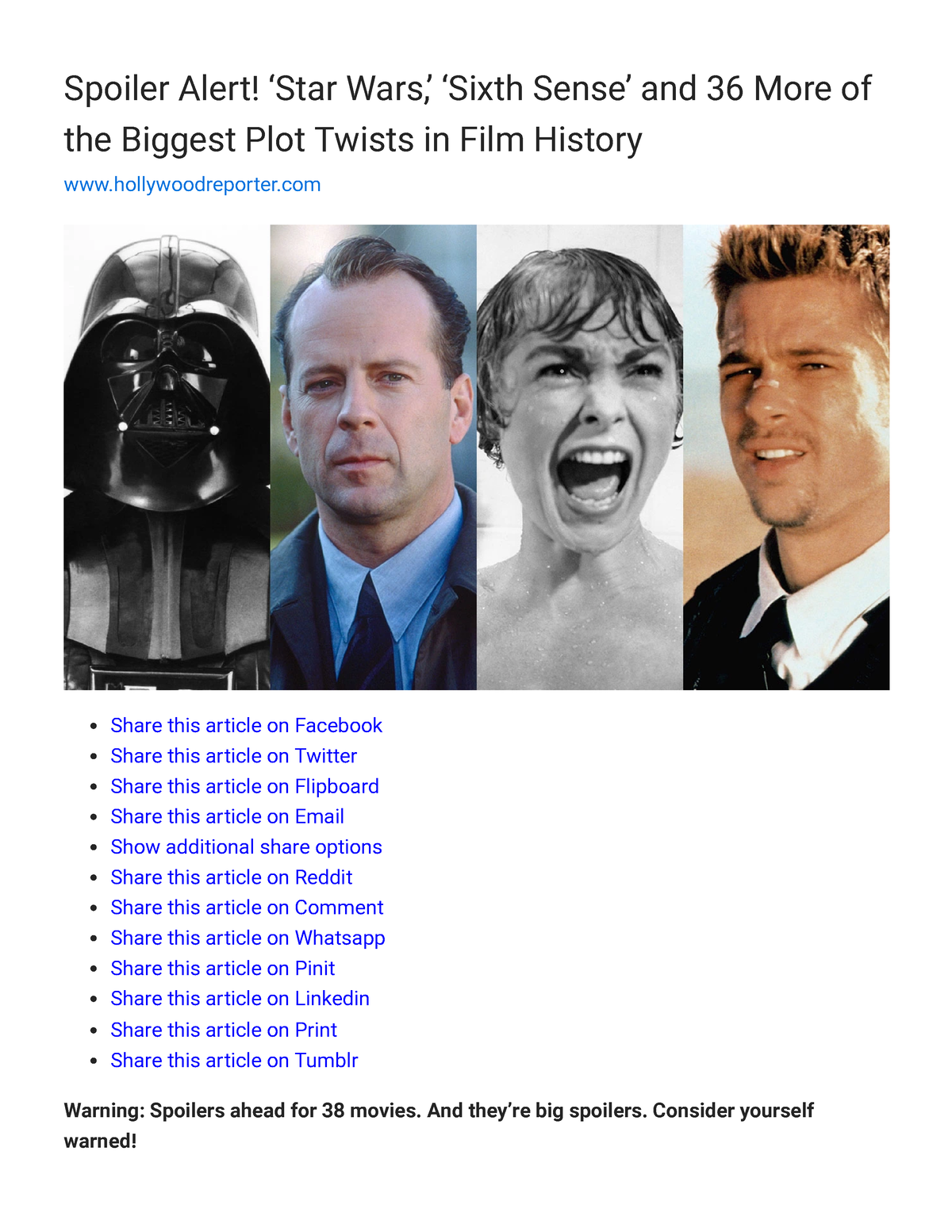 37 Best Movie Plot Twists of All Time: Star Wars, Sixth Sense, Matrix – The  Hollywood Reporter