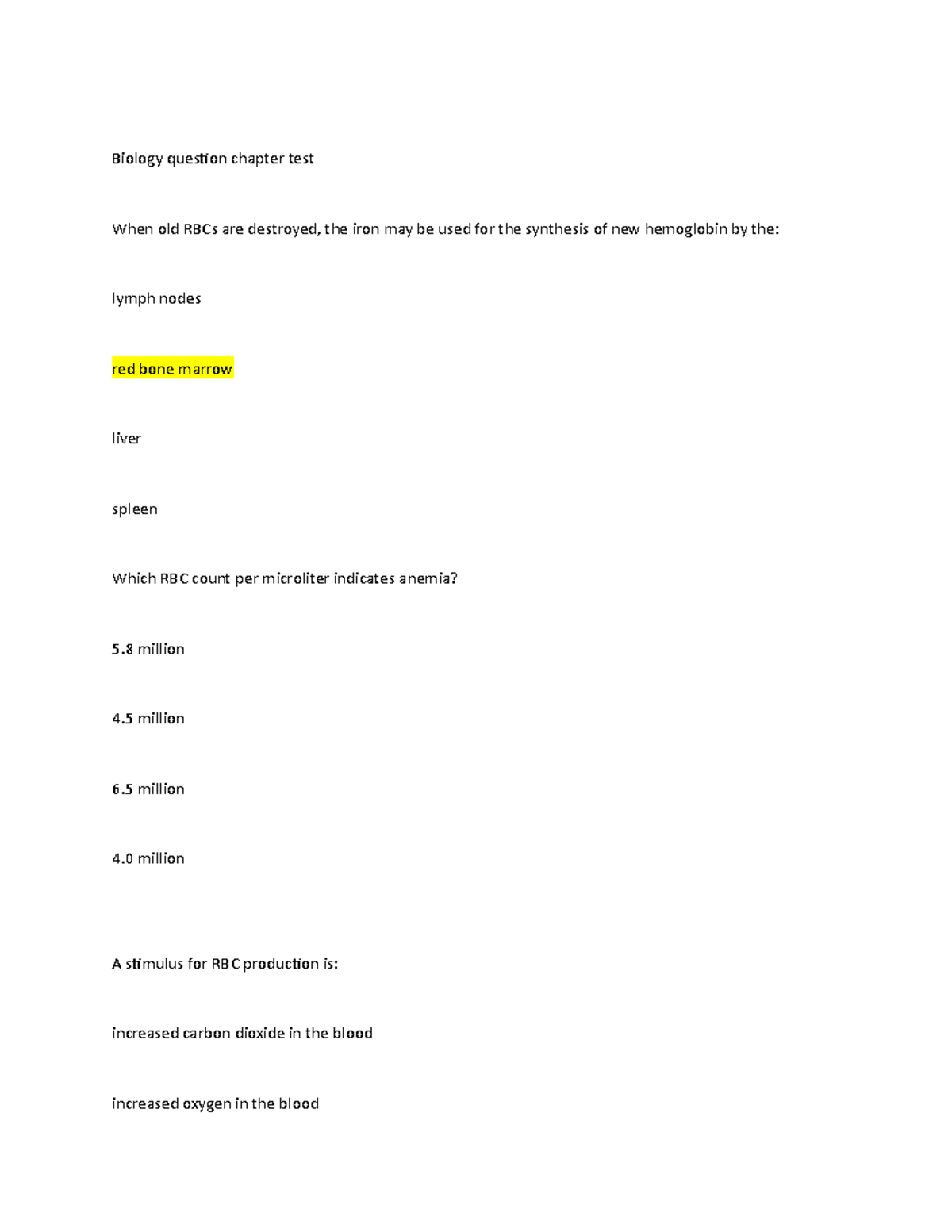 Biology Chapter 6 questions Biology question chapter test When old