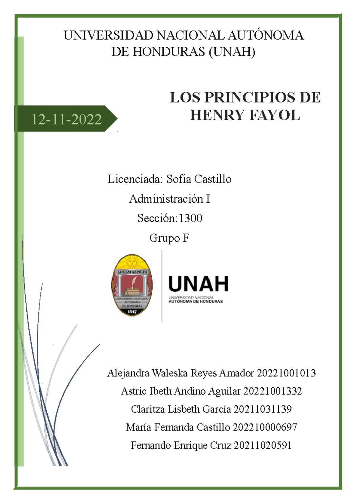 Los Principios De Henry Fayol 12 11 Universidad Nacional AutÓnoma De Honduras Unah 2681