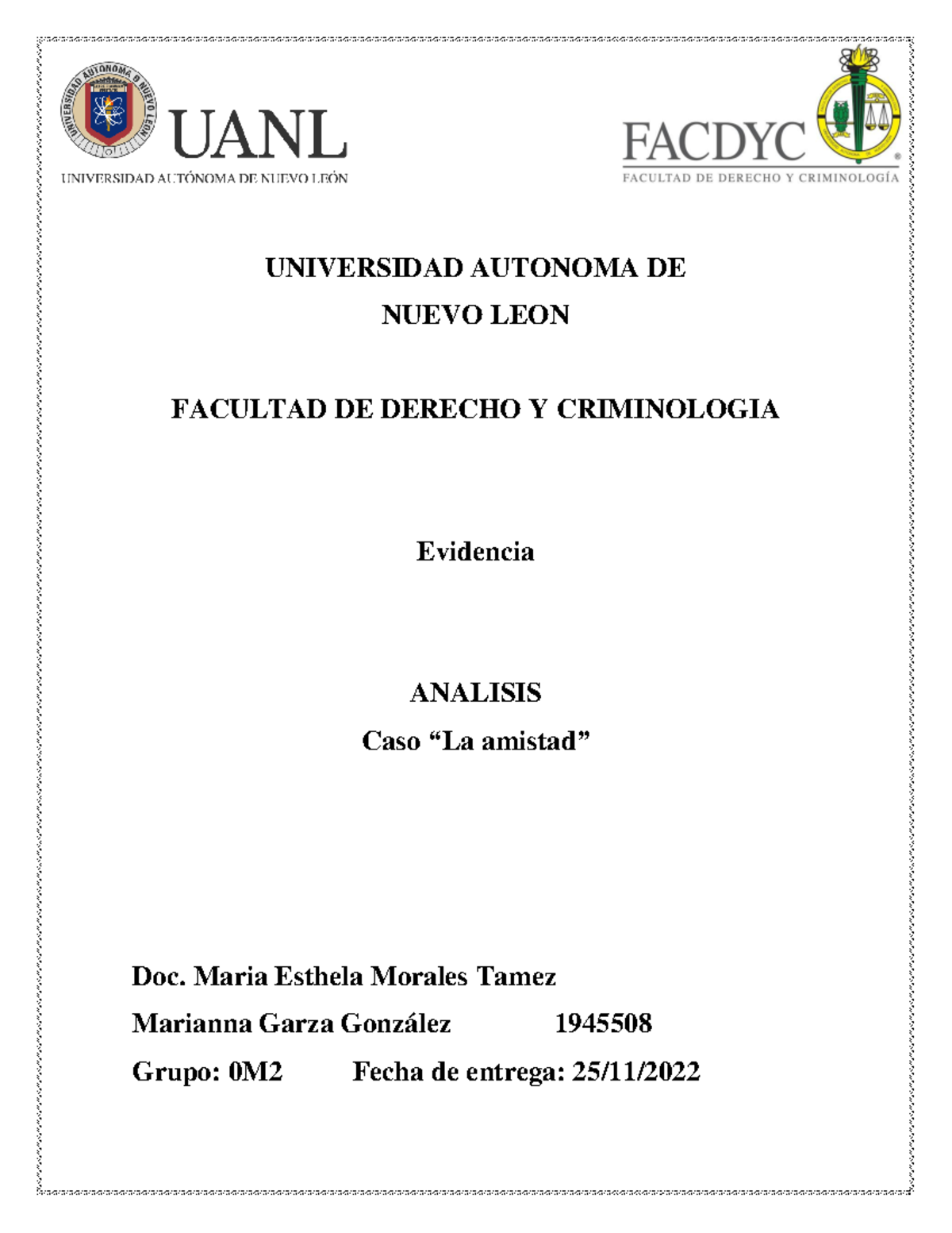 MGG Ev Am DH - Evidencia - UNIVERSIDAD AUTONOMA DE NUEVO LEON FACULTAD ...