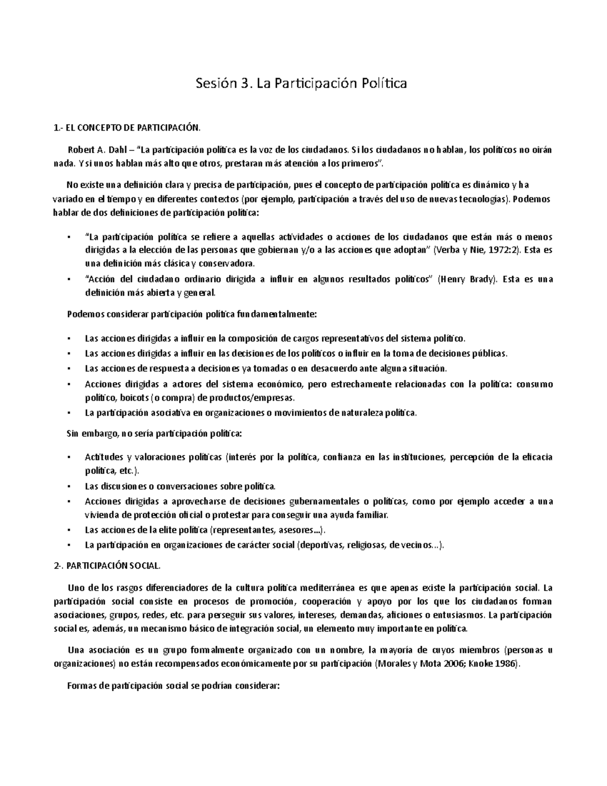 Sesioìn 3 - Apuntes 3 - Sesión 3. La Participación Política 1.- EL ...