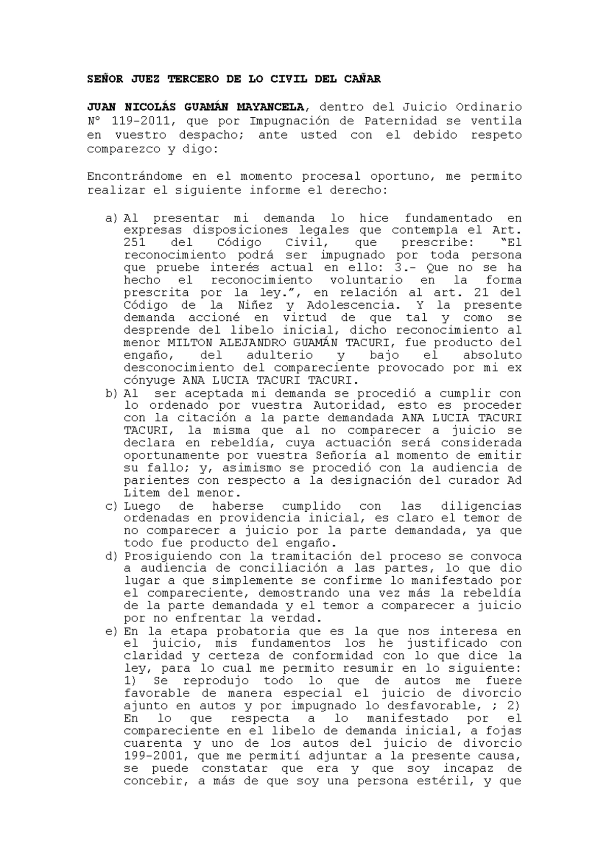 Audiencia DE Evaluación Jorge Saquinaula - SEÑOR JUEZ Respondo a los ...