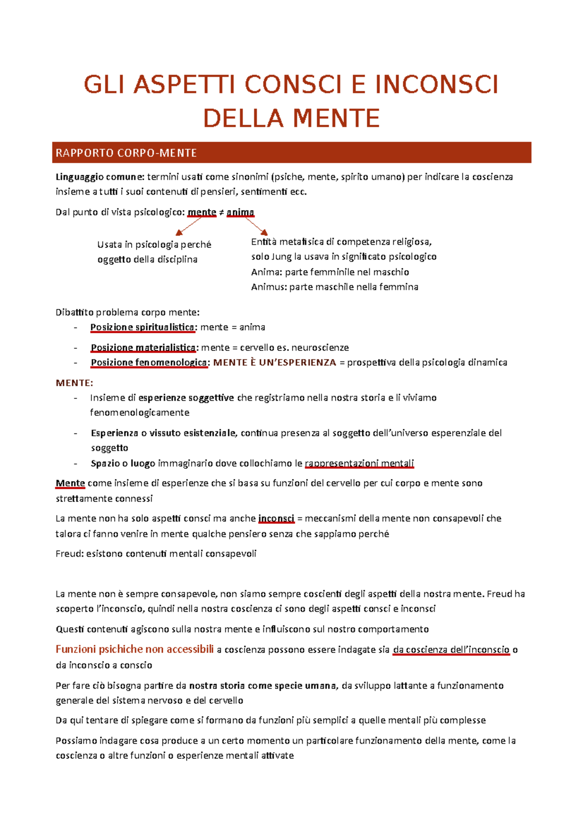 2. GLI Aspetti Consci E Incosci Della Mente - GLI ASPETTI CONSCI E ...