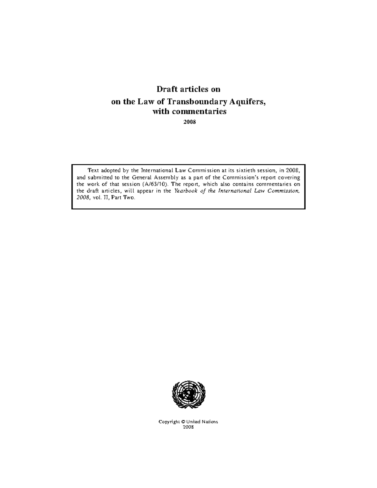 Draft articles on on the Law of Transboundary Aquifers, with ...