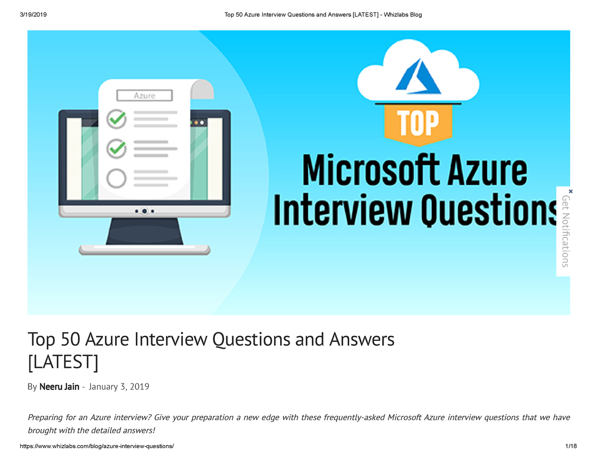 Cc-qb-iii - Exam Preparation - Top 50 Azure Interview Questions And ...