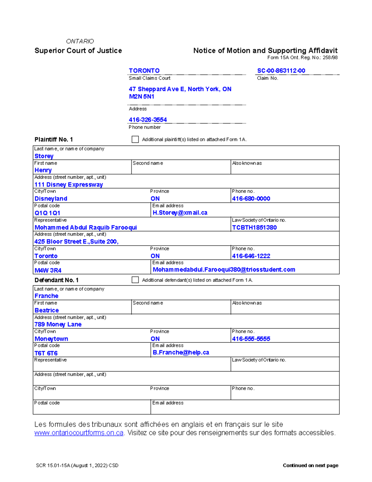 Assignment 6 - law - ONTARIO Superior Court of Justice Notice of Motion ...