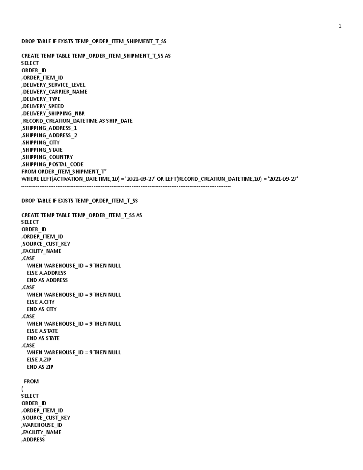 Drop Table If Exists Snowflake