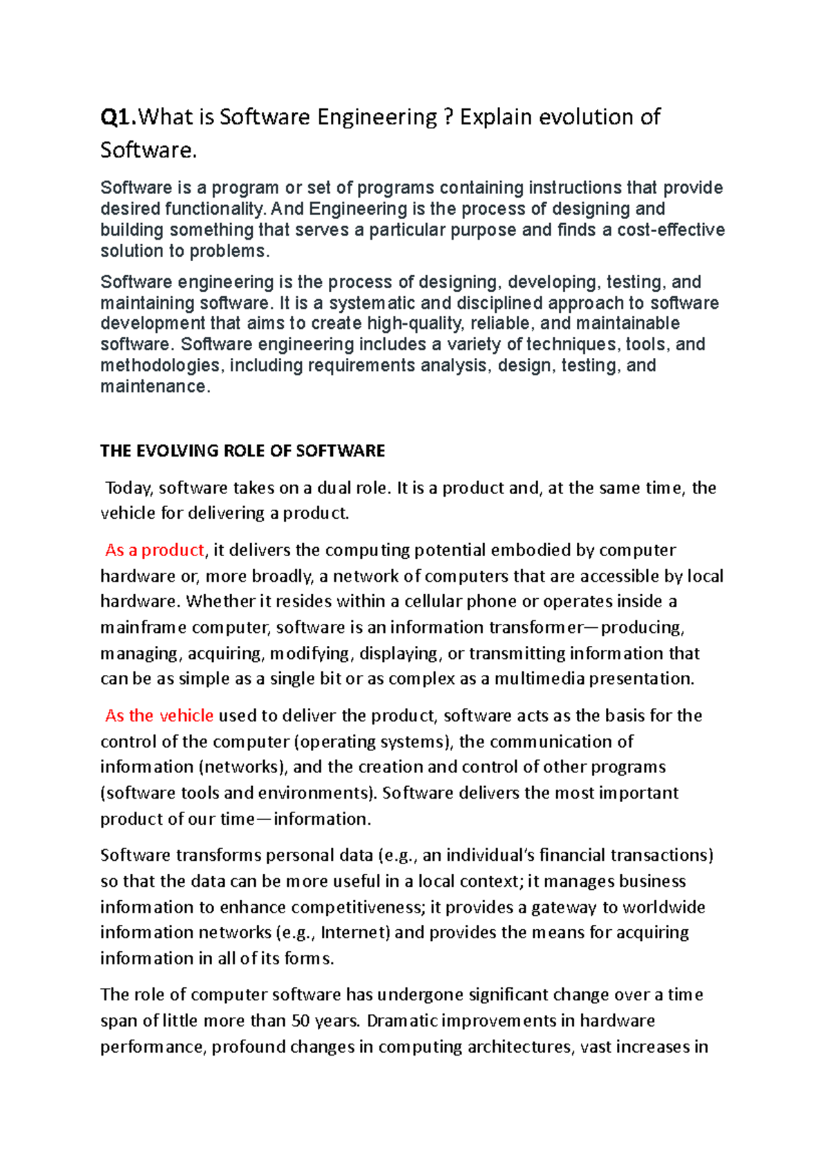 Software engineering - Software is a program or set of programs ...
