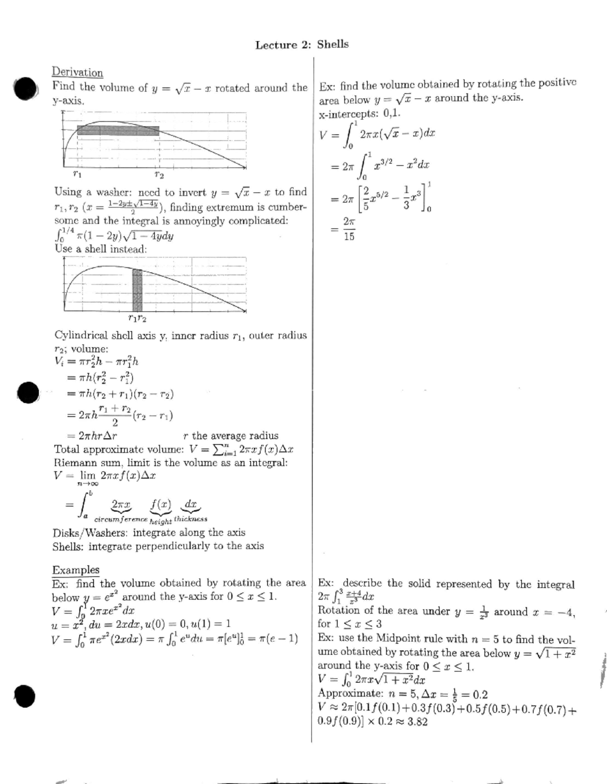 MAC2312 Notes Shell Method - MAC 2312 - Studocu