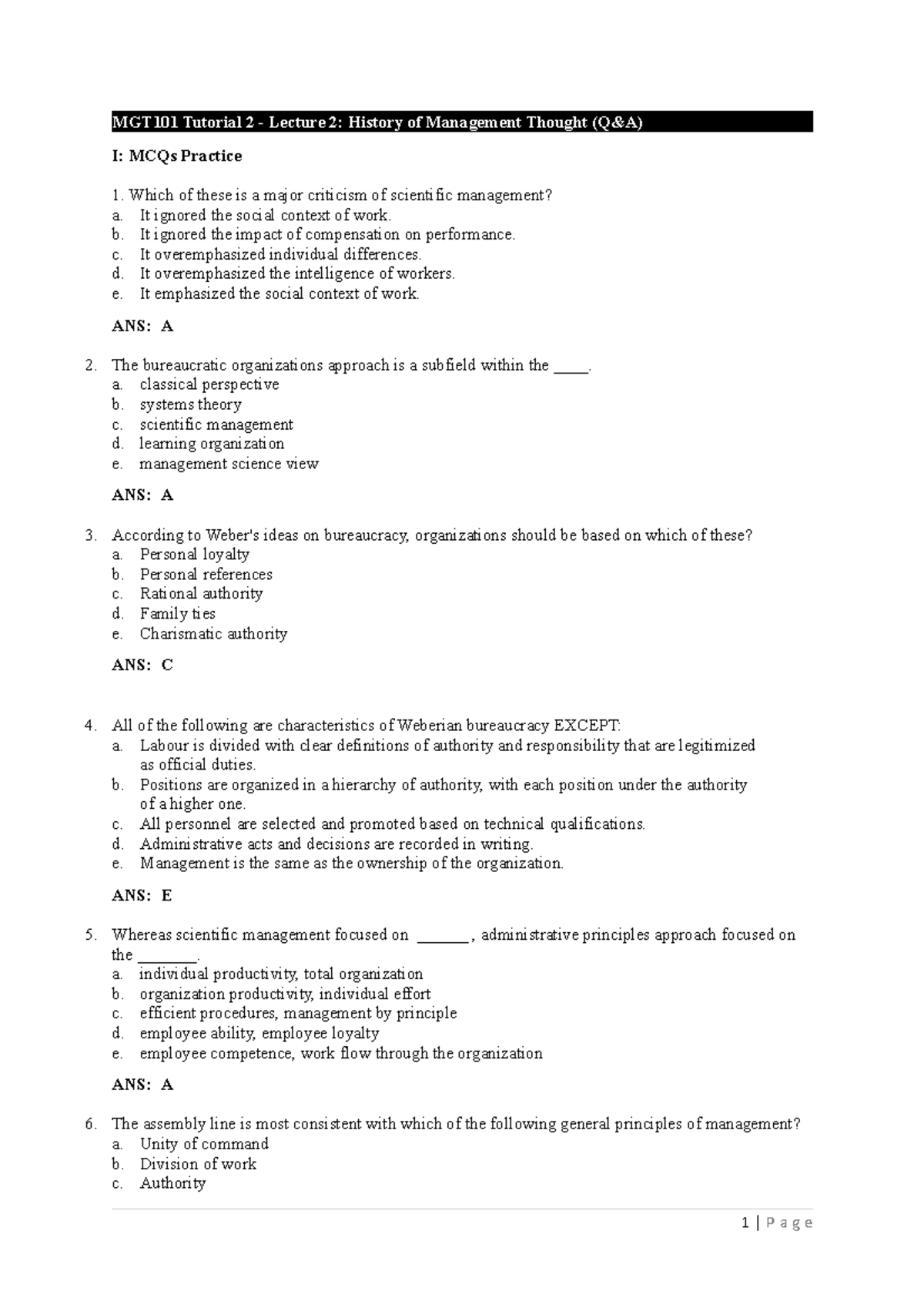 2b. MGT101 Week 3 Tutorial 2 QA - MGT101 Tutorial 2 - Lecture 2 ...