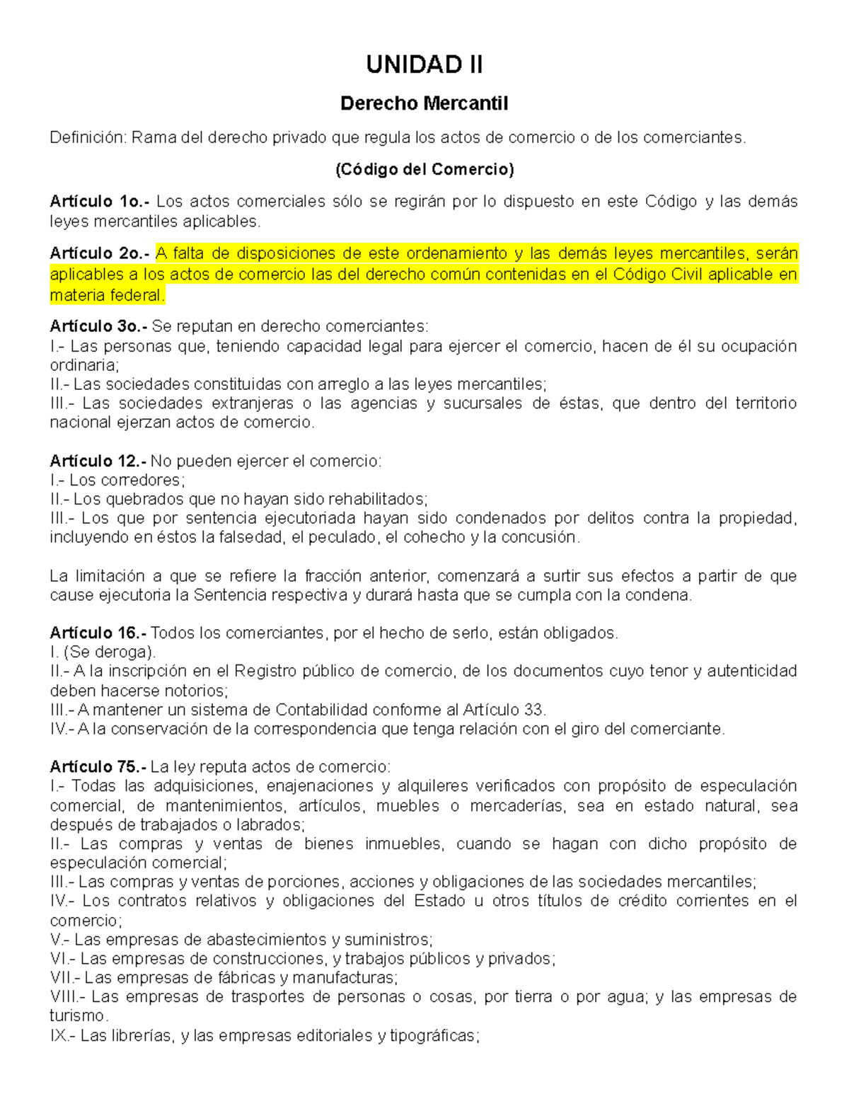 Unidad 2 - UNIDAD II Derecho Mercantil Definición: Rama Del Derecho ...