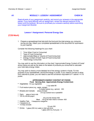 chemistry 30 assignment answer key