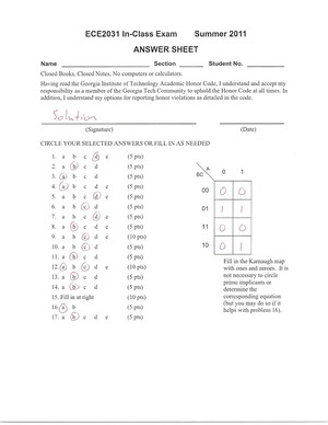 Exam Fall 2009 Solution - ECE 2031 - Studocu