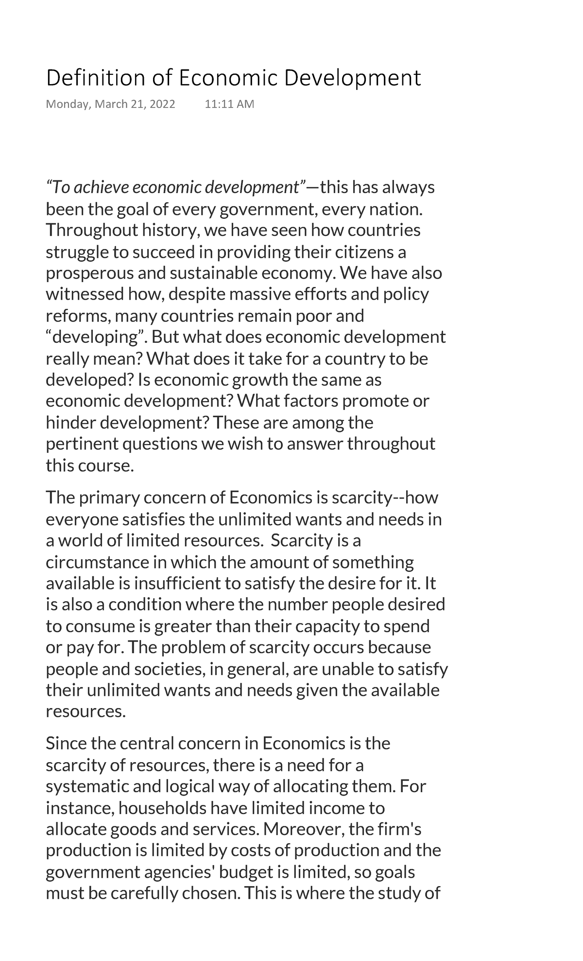 What Is The Full Definition Of Economic Development