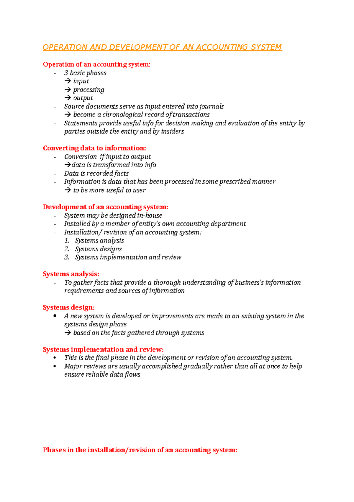 Lecture wk 4 - Accounting Systems - OPERATION AND DEVELOPMENT OF AN ...