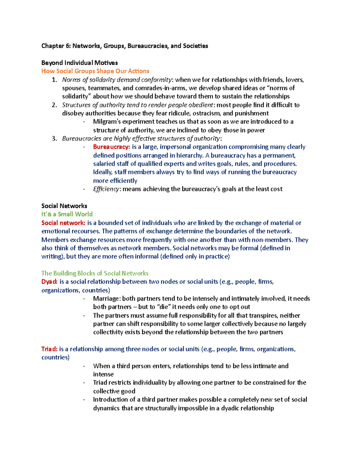 Chapter 6 - Lecture notes 6 - Chapter 6: Networks, Groups ...
