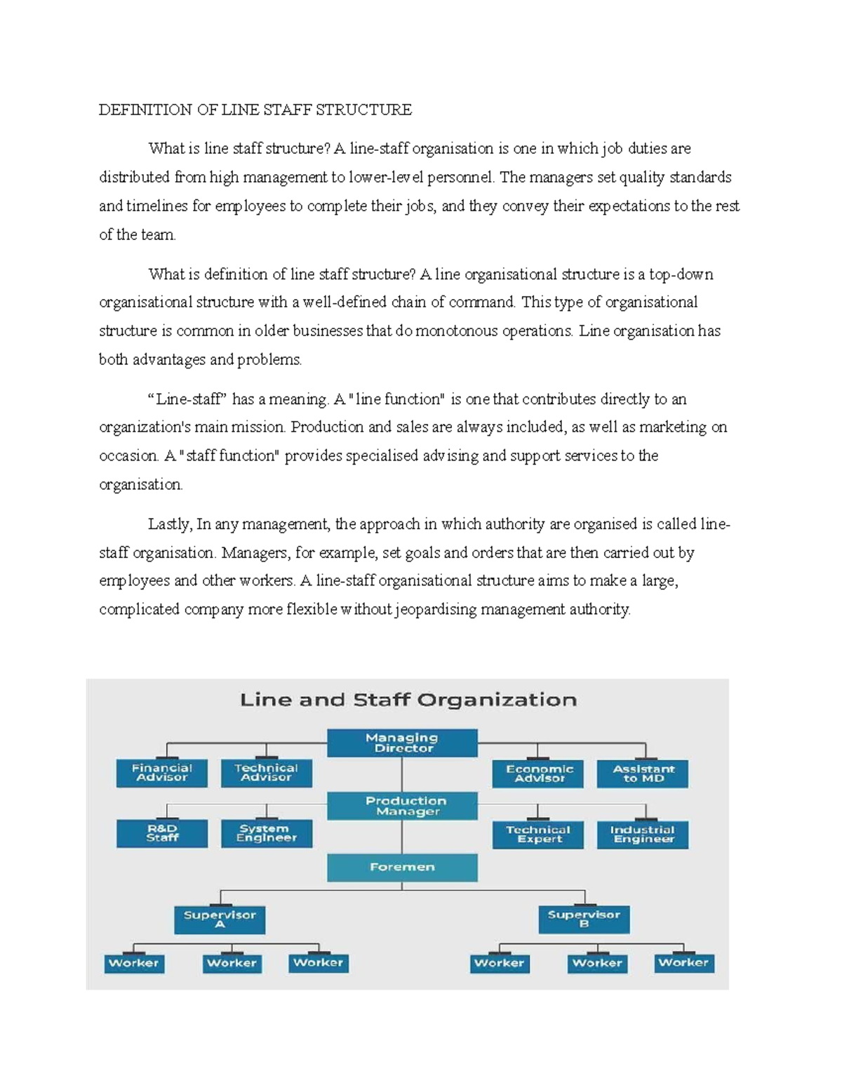 Definition OF LINE Staff Structure DEFINITION OF LINE STAFF STRUCTURE 