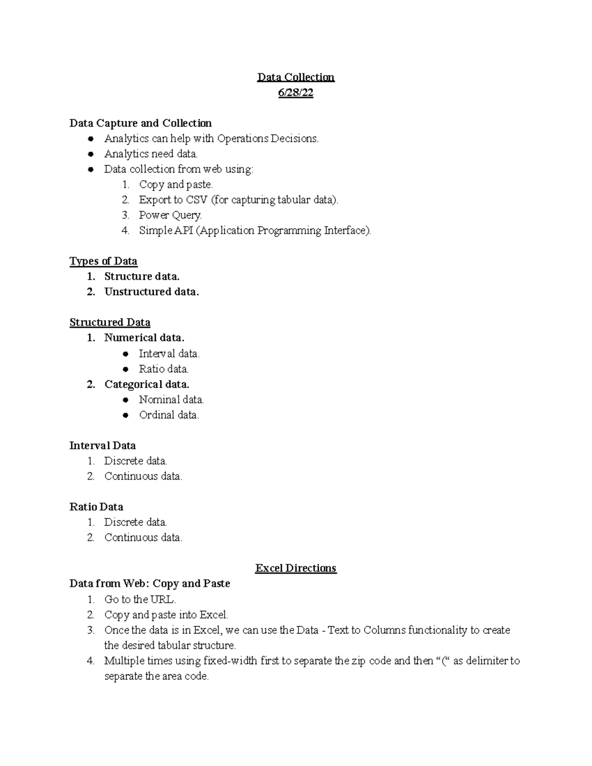 Data Collection - in-class lecture notes on how to collect data for ...