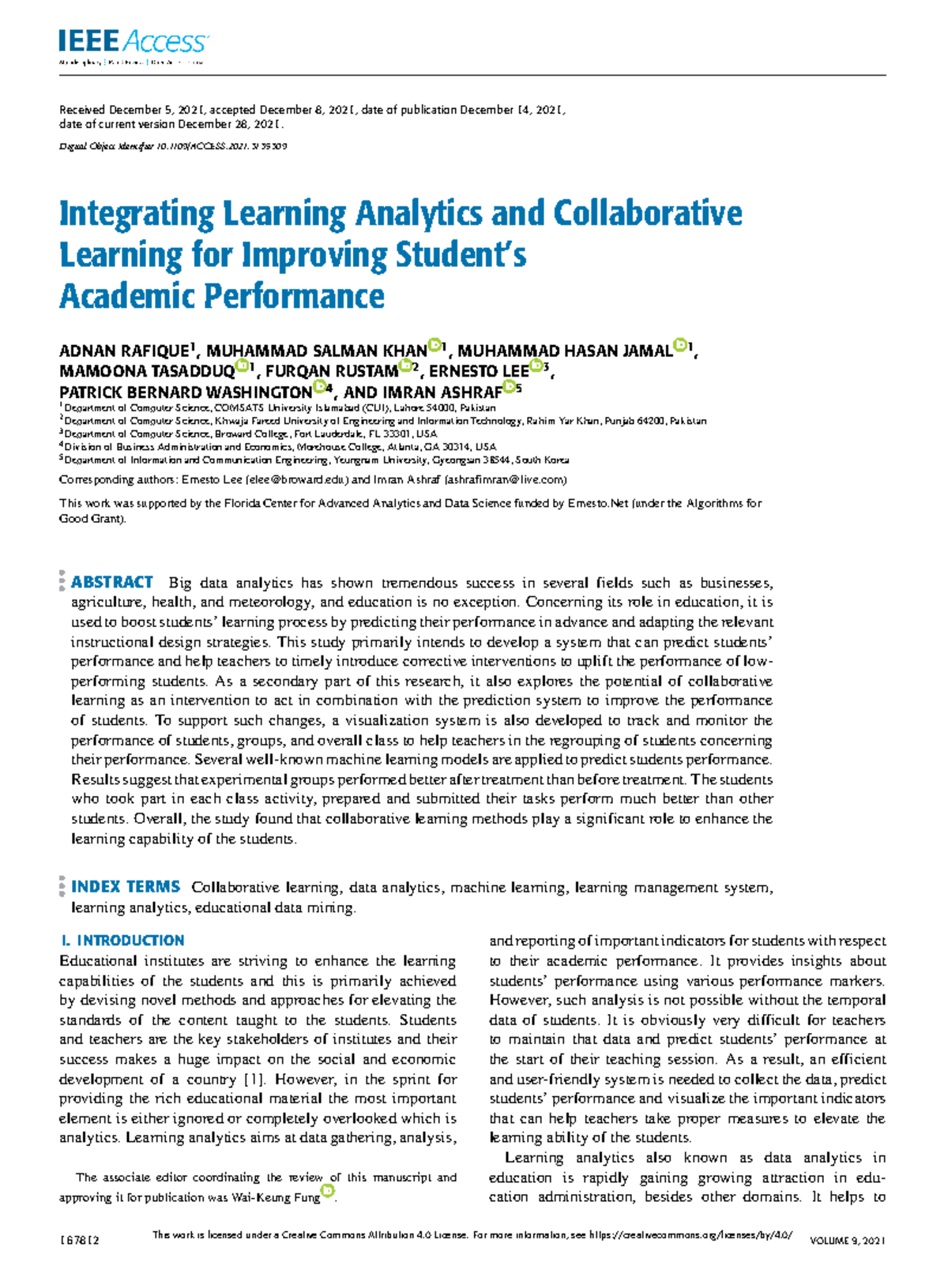 Integrating Learning Analytics and Collaborative Learning for Improving ...
