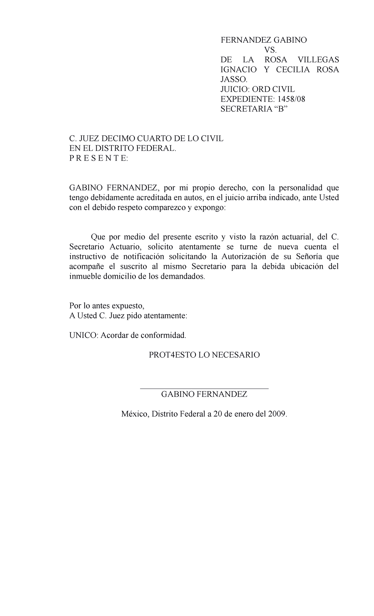 ARRENDAMIENTOS. FERNANDEZ GABINO VS. DE LA ROSA VILLEGAS IGNACIO Y