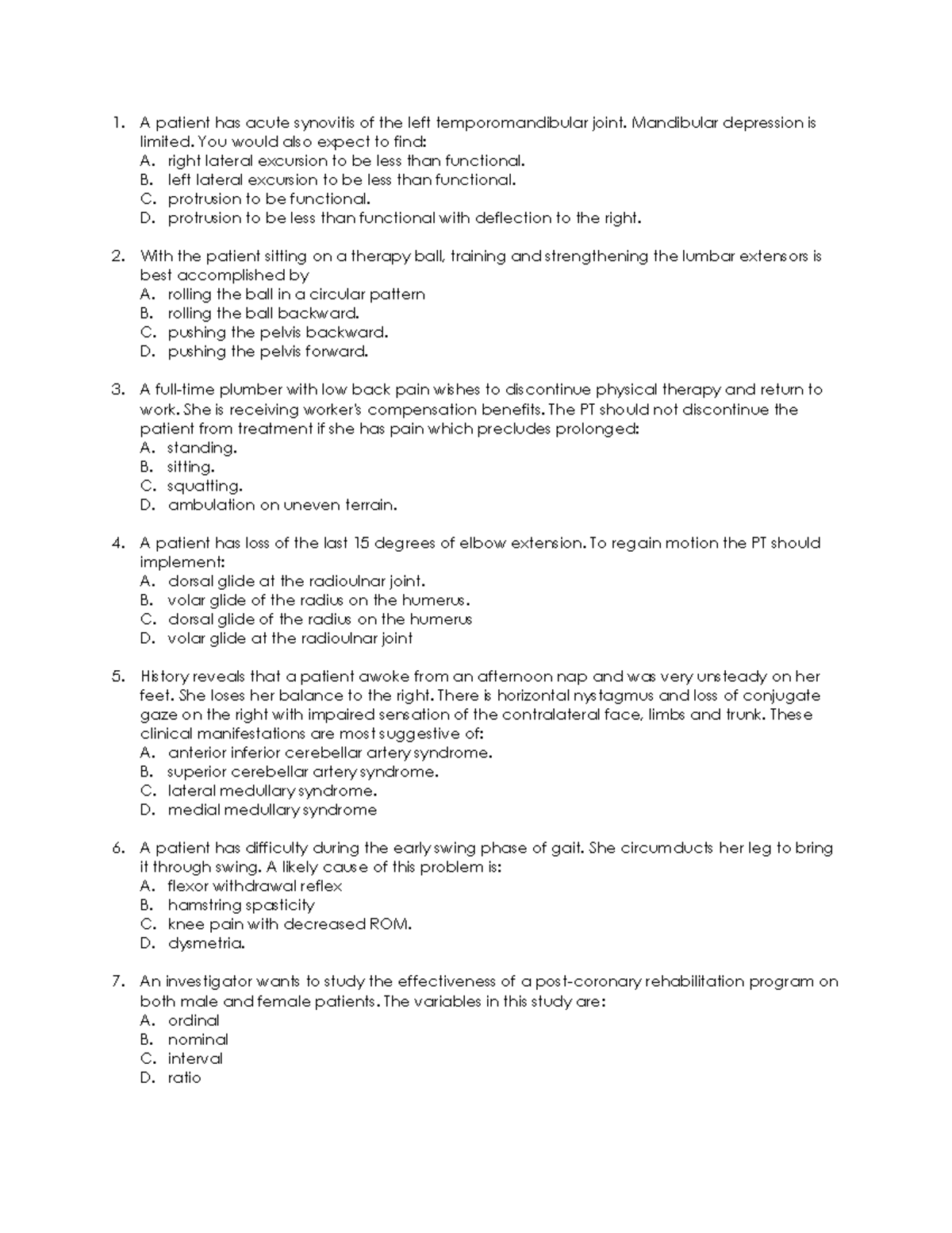 Exam 18 May 2017, questions - 1. A patient has acute synovitis of the ...