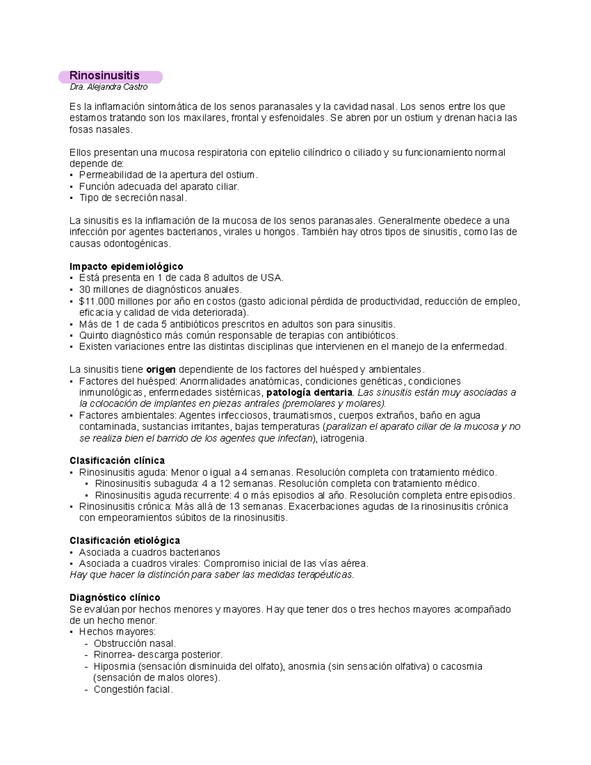 Sinusitis clinica diagnostico y tratamiento