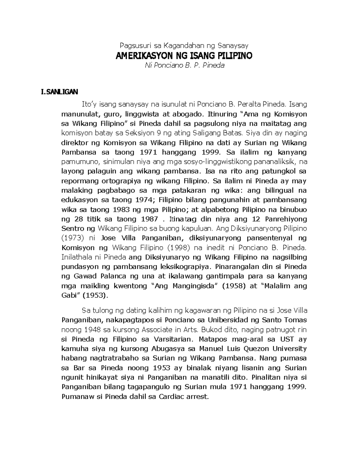 Pagsusuri sa akdang amerikasasyon JEJEJEJEJE YES YES YES YES
