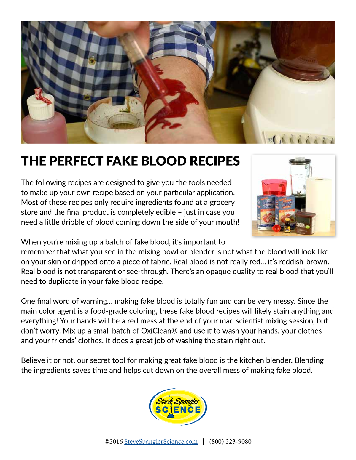 Perfect Fake Blood - 5 Easy Recipes - Steve Spangler