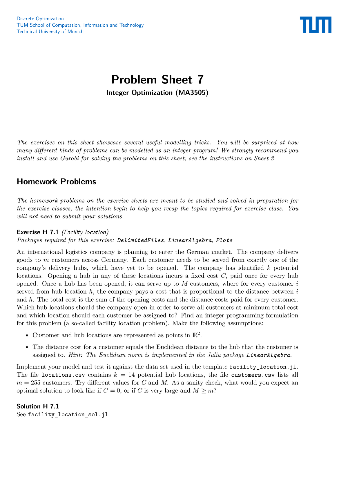 IO sheet 07 sol - Discrete Optimization TUM School of Computation ...