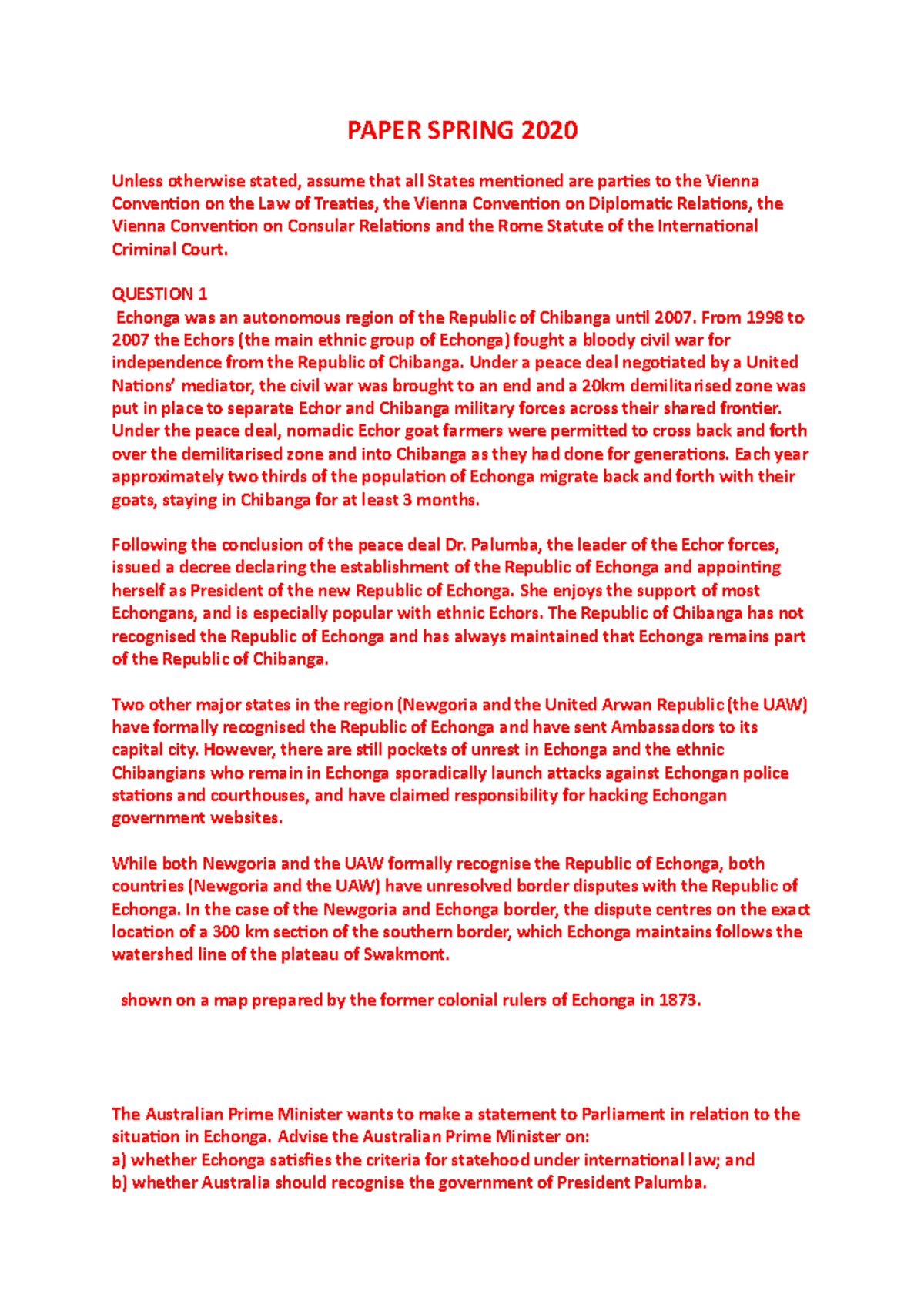 ALL Exams - PAPER SPRING 2020 Unless otherwise stated, assume that all ...