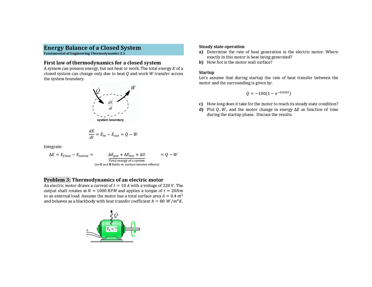 Thermodynamics 11-11-2020 - Energy Balance Of A Closed System ...